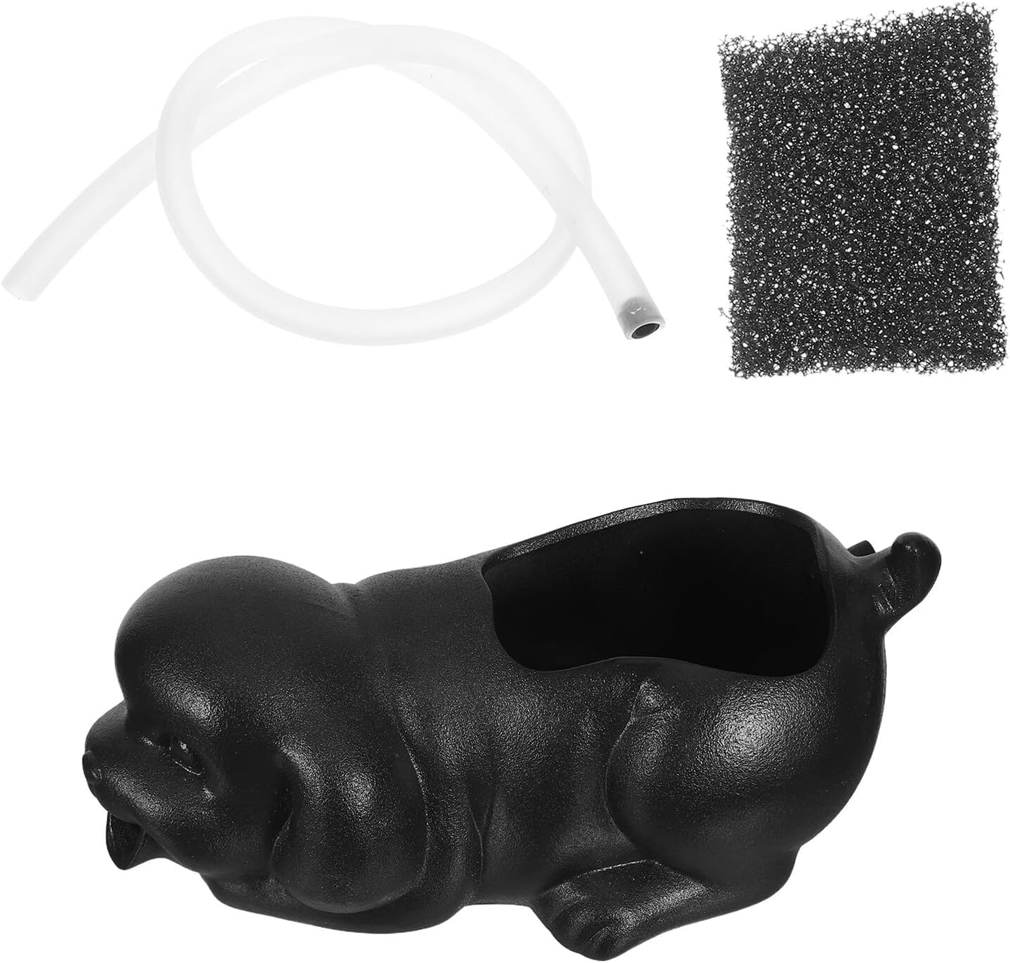 Ceramic Puppy Fountain Spitter for Outdoor Garden and Aquarium Water Feature with Ancient Swamp Filtration Wear-Resistant Pottery Planter Decor for Patio Landscape