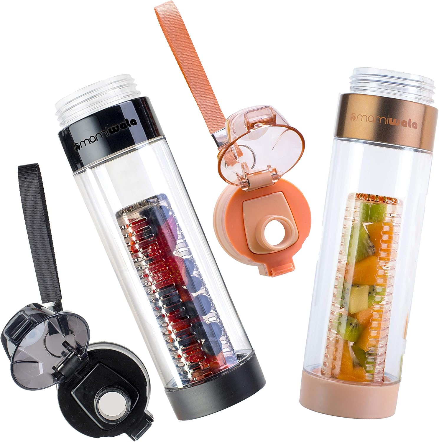 MAMI WATA Fruit Infuser Water Bottle - Beautiful Gift Box - Unique Stylish Design - Free Fruit Infused Water Recipes Ebook and Insulating Sleeve - 24Oz image number 3