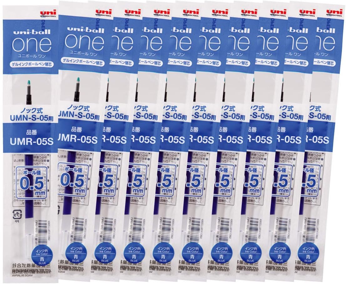 Mitsubishi Pencil Uni-Ball One Gel Ballpoint Pen, 0.5, Blue, 10 Pieces, Hako UMNS05.33