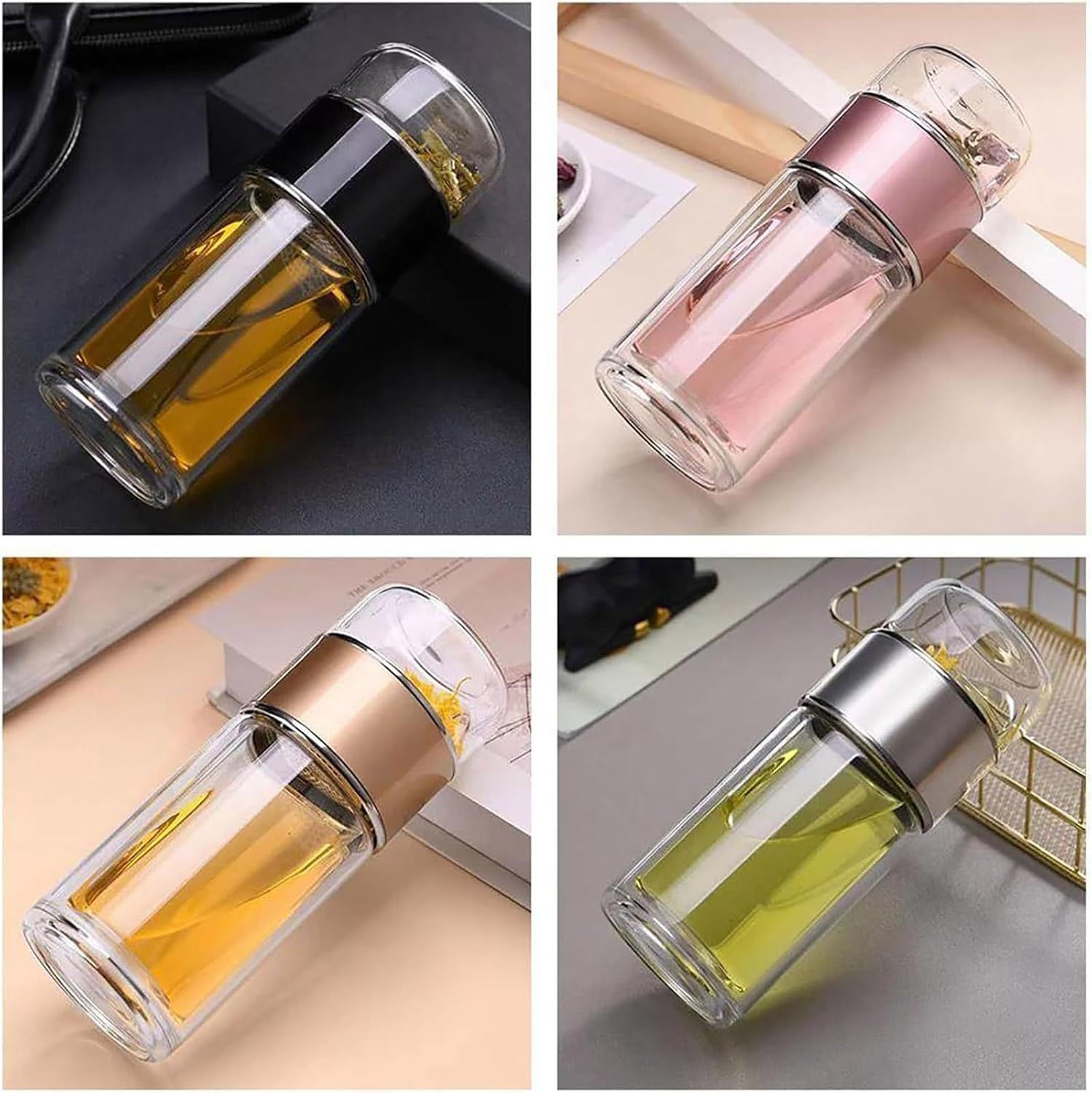 Infusifie Glass Tea Infuser Bottle - Portable Loose Leaf Tea Steeper and Maker with Water Separation Cup (500Ml, P) image number 4