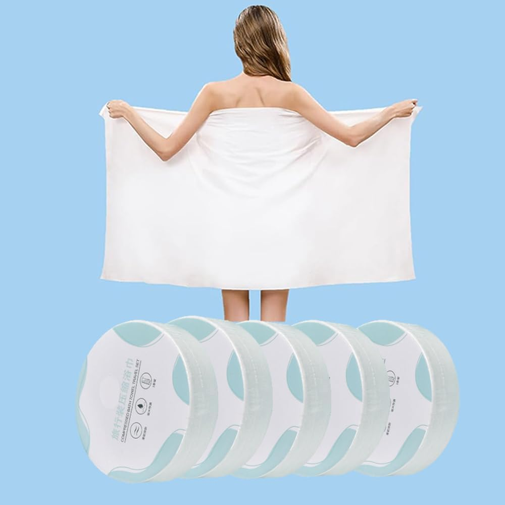 5 Pack Premium Compressed Towel Tablets Disposable Towel 55.1 in X 27.5 in Large Bath Towel Travel Towel Reusable for Hotel Camping Mountaineering Sports Hiking Beach Swimming Vacation image number 6