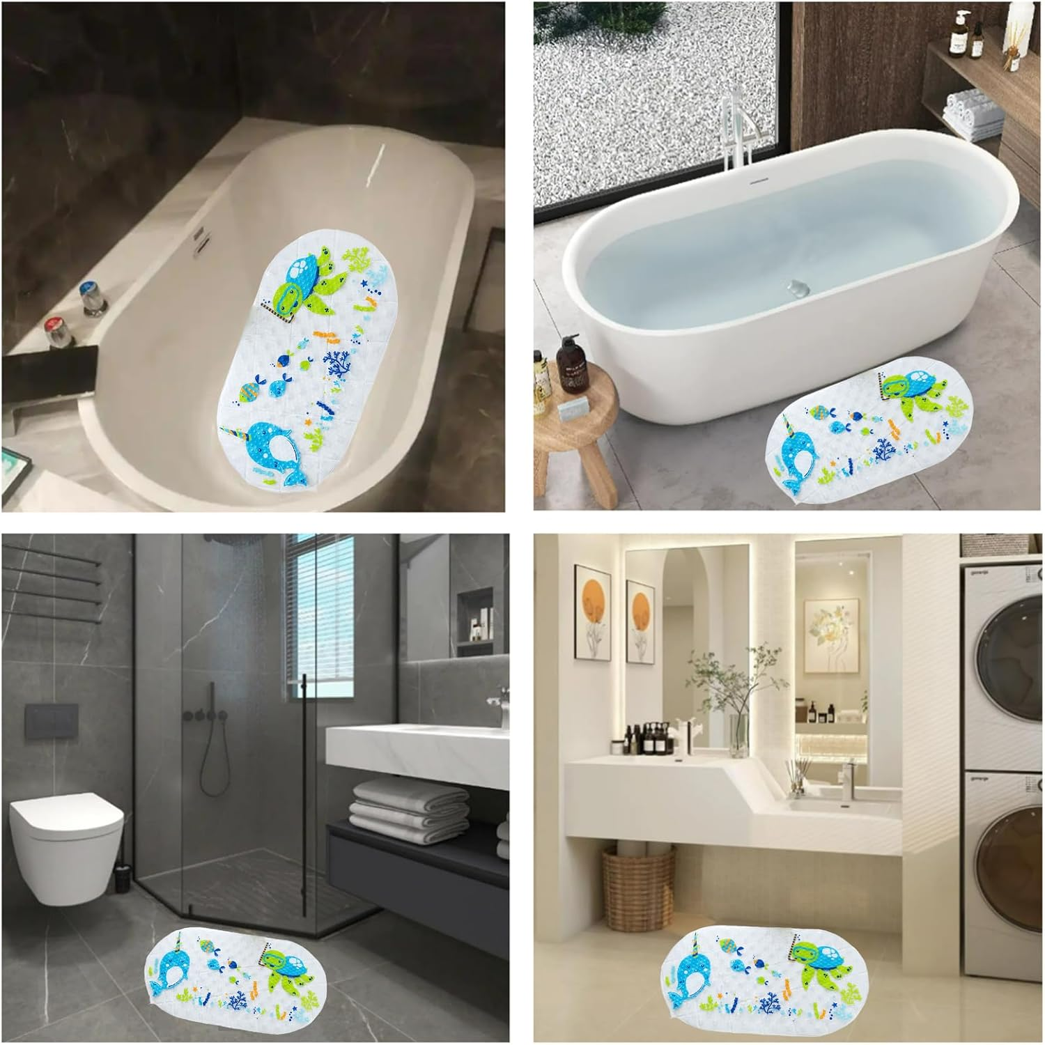 ZHIGOU Cartoon Kids Non-Slip Bathtub Mat - 27.56X15.35 Inch Kids Baby Bath Mat, Soft Toddler Floor Mat, Suitable for Boys and Girls, Machine Washable (Underwater World) image number 4