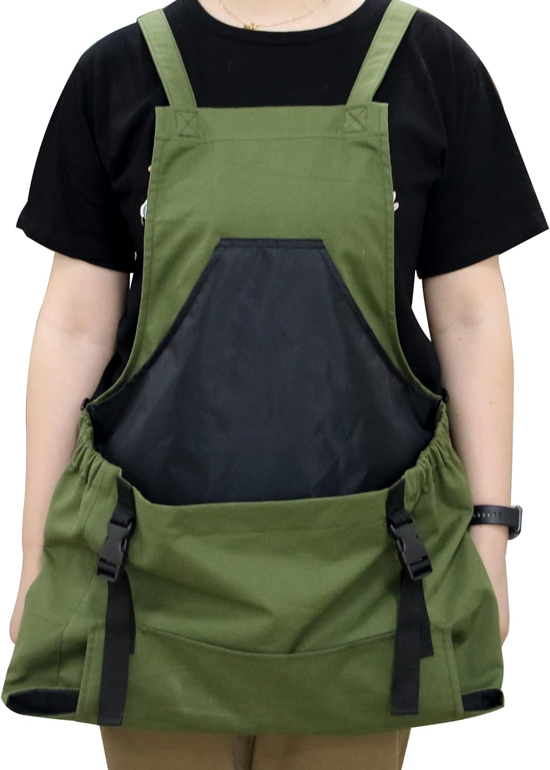 Gardening Apron with Pockets,Tool Apron for Women with Quick Release Lower Pocket, Washable Cotton and Adjustable Waist for Women Gardening Gift