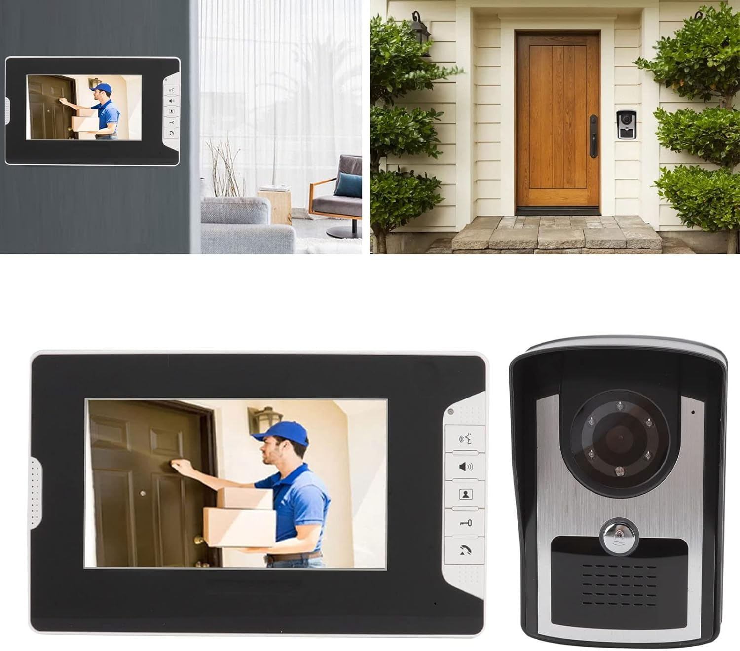 Wireless Video Intercom System, Smart Infrared HD 9.5X5.9In Video Door Phone with Camera, Monitor Video Doorbell Kits Support Unlock, Monitoring, for House Office Apartment, 16 Doorbells(Au) image number 5