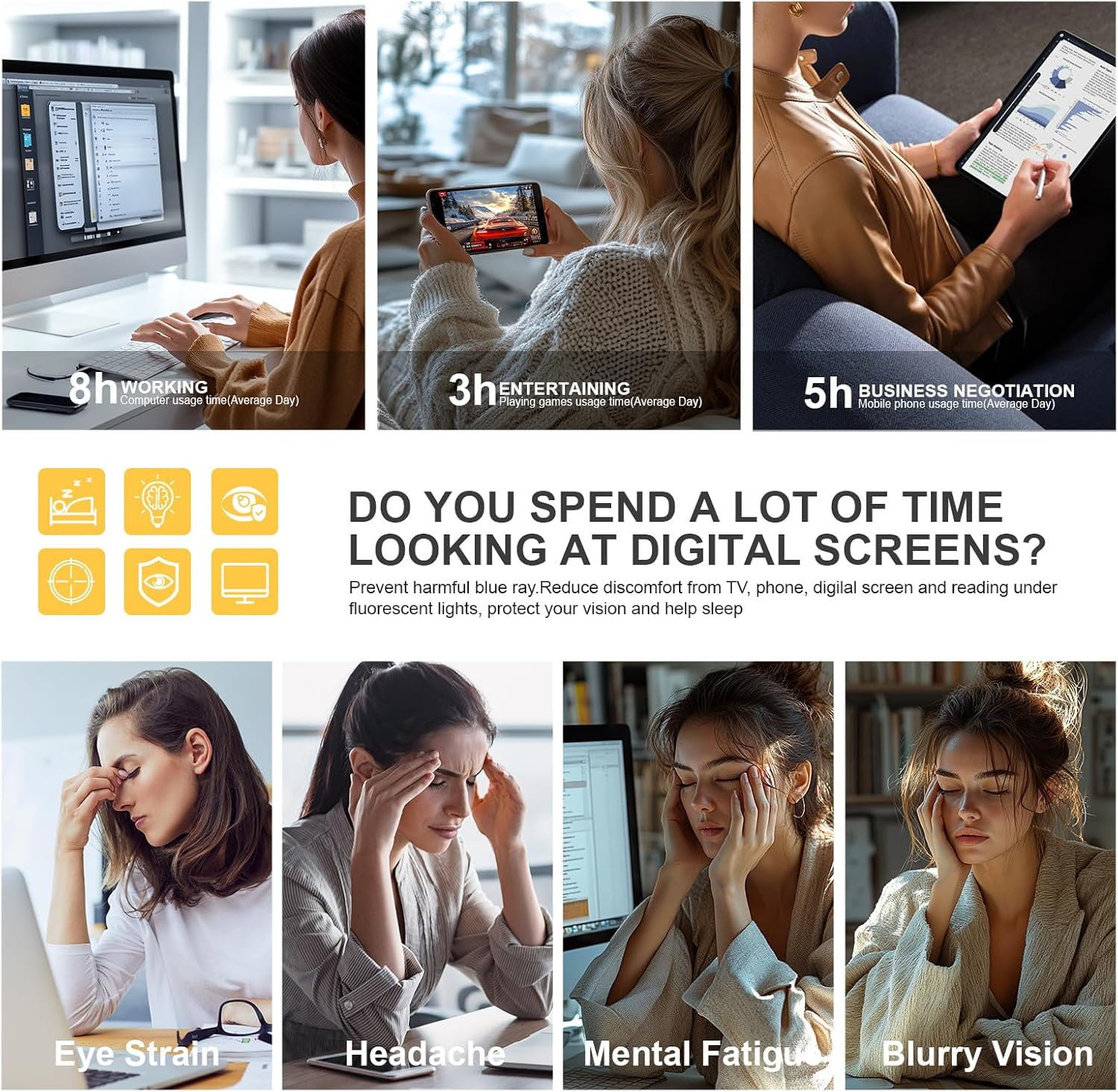 Hunsquer Blue Light Glasses for Woman/Men Computer Blue Light Glasses image number 1