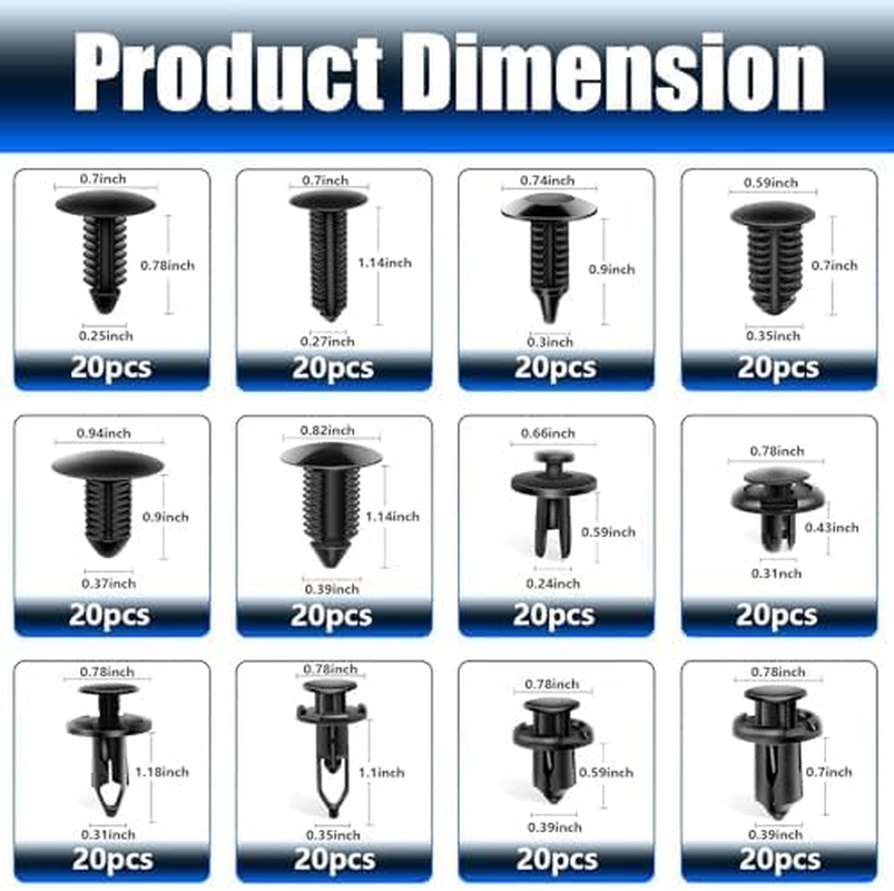 Car Retainer Clips, 240 Pcs Push Bumper Fastener Rivet Clips with Remover Fit, Auto Body Plastic Retainer Clips for Most GM and Nissan Automobiles image number 4