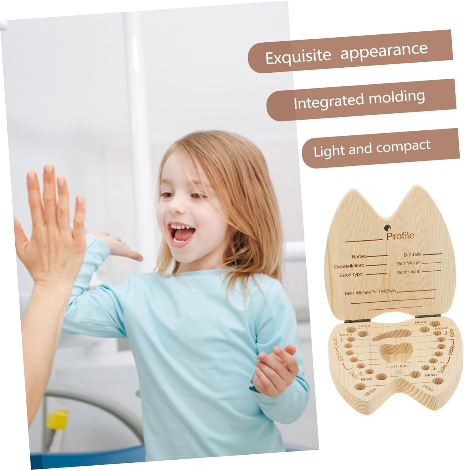 Baby Tooth Keepsake Box for Girls Tooth Fairy Box and Suitable for Newborns and Toddlers image number 4