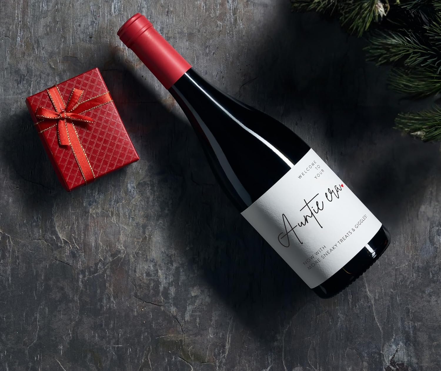 OZ DECO Wine Labels for Pregnancy Announcement & Auntie-To-Be Celebration - Welcome to Your Auntie Era - Waterproof, Easy Apply - 2-Pack, Made in Australia (M) image number 4