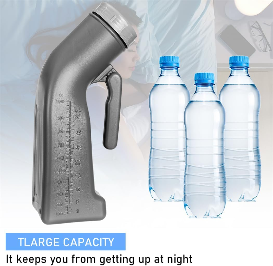 Urinals for Men Urinal Bottles Pee Bottle Camping Portable Toilet Spill Proof Urine Bottles for Men Male Outdoor Travel Hospitals Emergency 1000ML, 27 * 8CM, Grey image number 1