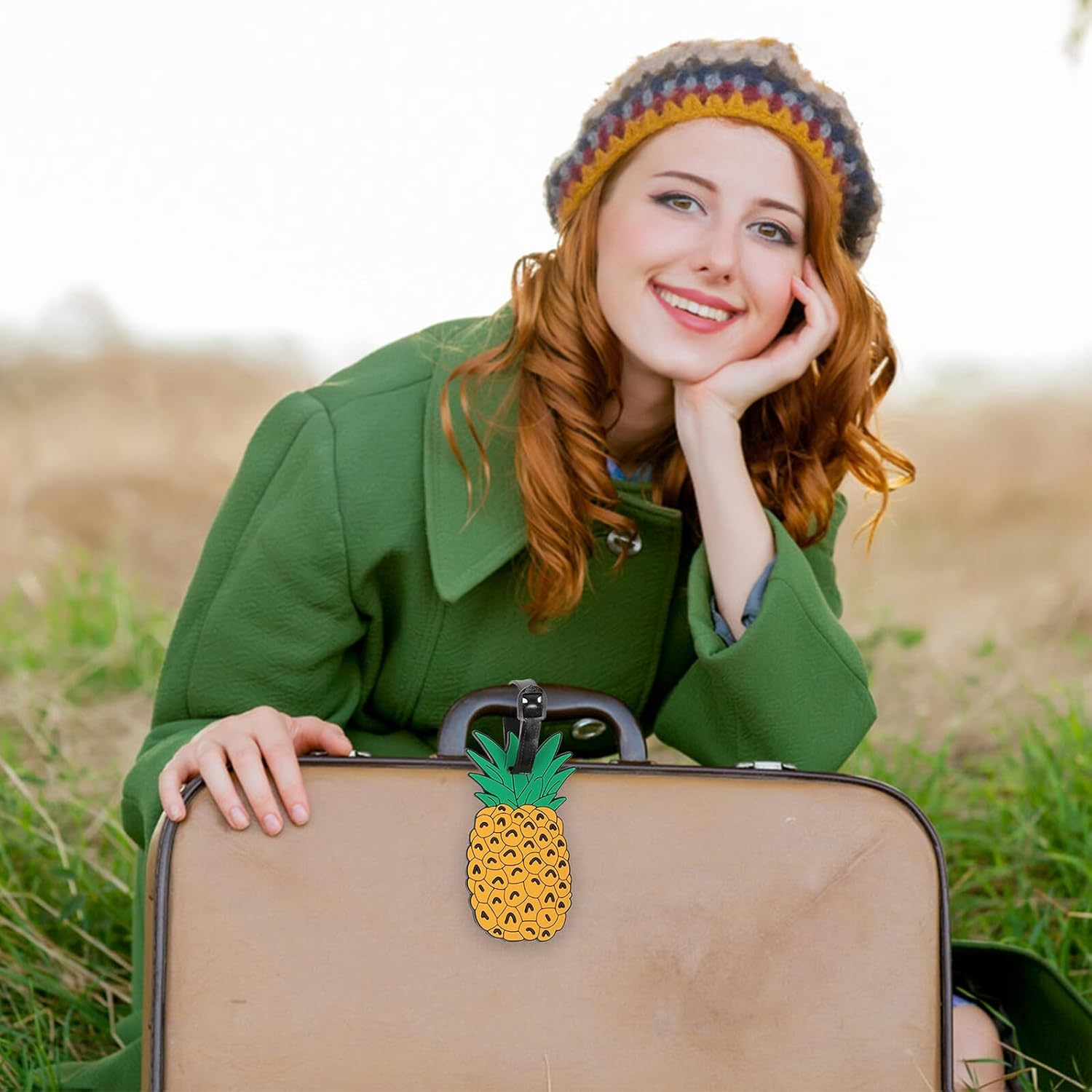 GAXIRE 10 Pcs Cute Cartoon PVC Luggage Tags for Suitcases with Writable Id Card Travel Bag Identifiers for Women Funny Patterned Suitcase Tags for Easy Spotting image number 1