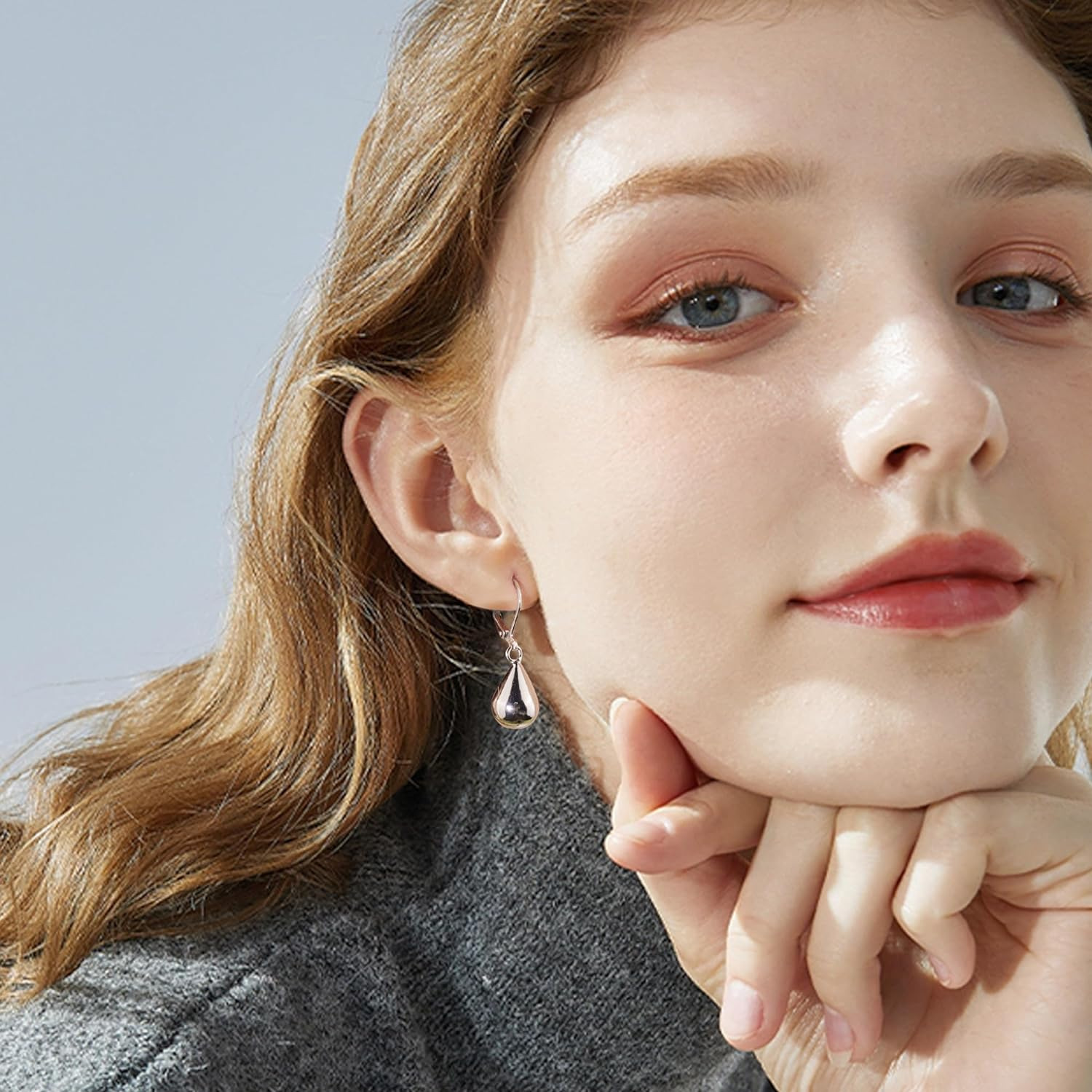 925 Sterling Silver Teardrop Leverback Earrings for Women Girls Waterdrop Tear Drop Dangle Earrings Jewelry Hypoallergenic Silver Teardrop Leverback Dangle Earrings for Women - A-Silver image number 4