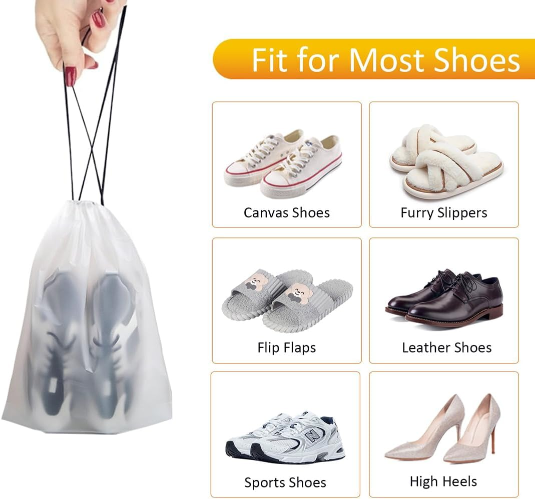 20 Pack Clear Shoe Bags for Travel, Transparent Shoe Bags Large, Waterproof & Dustproof Drawstring Travel Shoe Bags for Packing, Shoes Organizers Storage Pouch for Men and Women image number 6