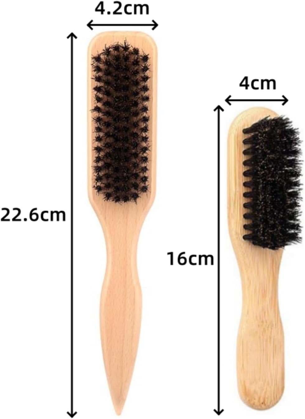 Luojinluoda Slick Back Hair Brush for Smoothing Ponytail & Detangling - 2 Pcs (Large for Home & Small for Travel) - Wet Brush, Curl and Edges Brush, Beard, Boar Bristle Wooden Handle Styling Brush for Men & Women image number 5