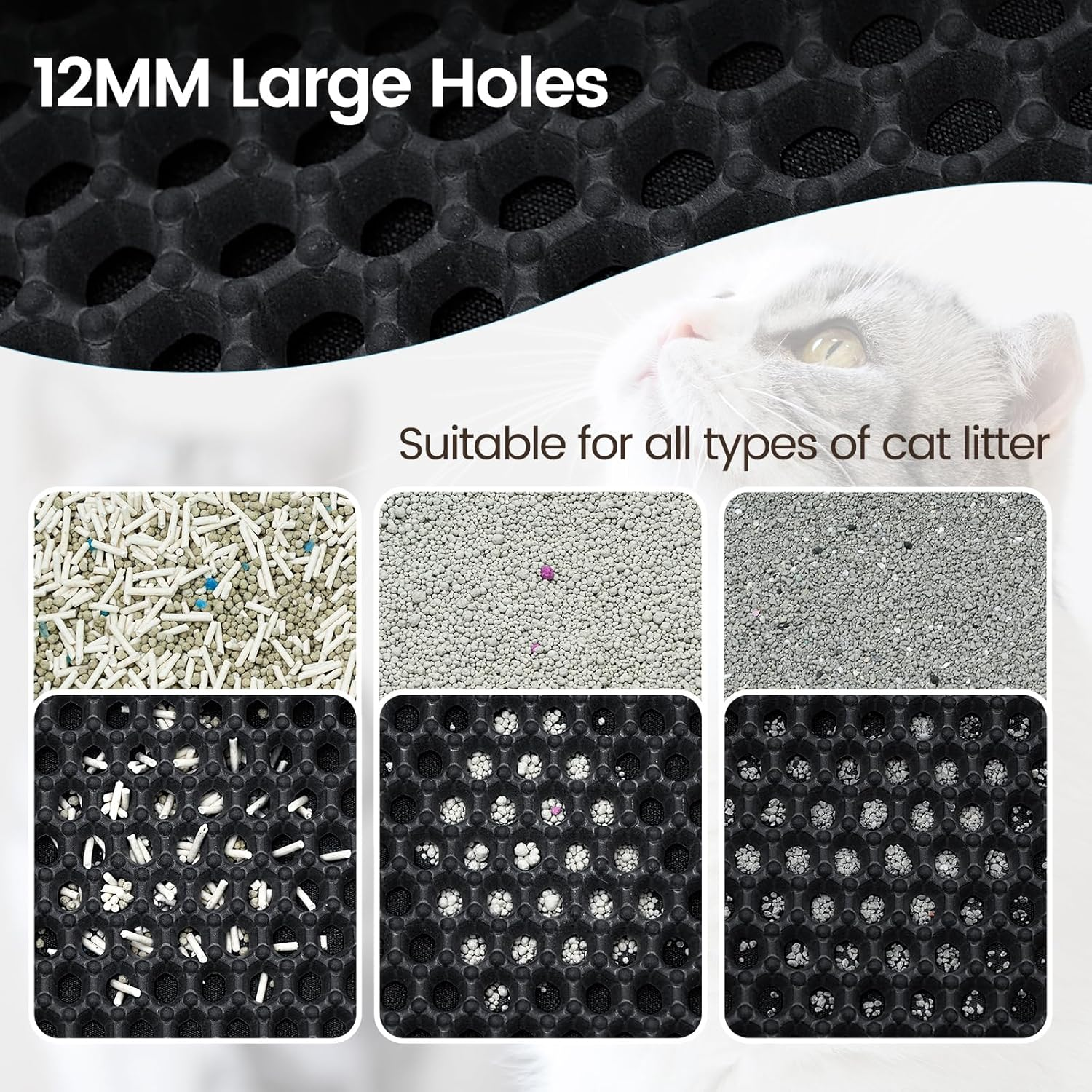 Cat Litter Tray Mat, 75 X 55 Cm Cat Litter Mat, Double Layer, Non-Slip, Waterproof Design, Cat Litter Mat, Honeycomb Mat, Cat Litter Mat, Litter Control