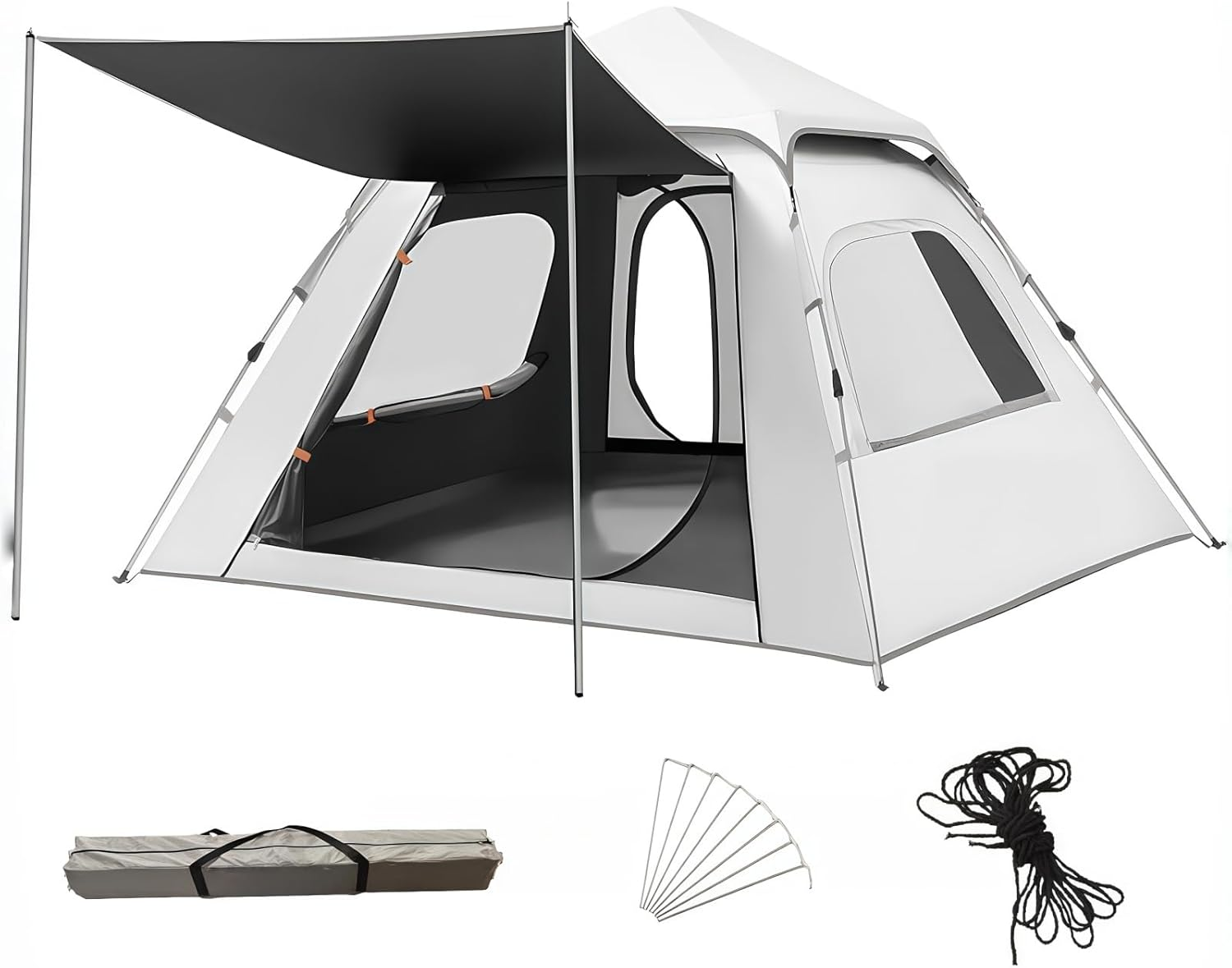 Tent, Inflatable Tent, 3/5-Person Pop up Tent for Family, Easy Setup Waterproof Camping Tent Large Space, Durable Outdoor Shelter for Camping, Hiking, Picnic, Travel, Beach - 2025 Upgraded, off White image number 5