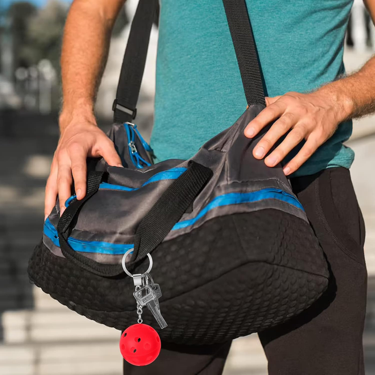 DLUGOPIS 6Pcs Gifts for Pickleball Lovers Pickleball Ornament Pickleball Keychain Pickleball Keychains Bulk Mini Pickleball Keychain for Keychains Luggage Tags Sports Bag, One Red, Yellow, Blue, Green Orange and Pink Each, 4.72 Inches image number 6