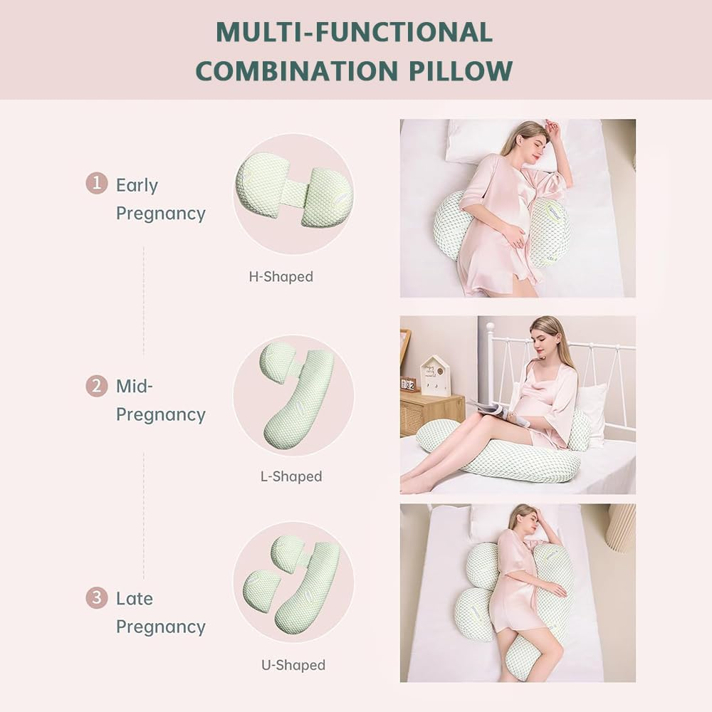 Ergonomic Pregnancy Pillow for Pregnant Women, Soft Full Body Maternity Pillow for Side Sleepers, Provides Back, Belly, Hip & Leg Support for Comfortable Sleep, Adjustable Washable Cover image number 4