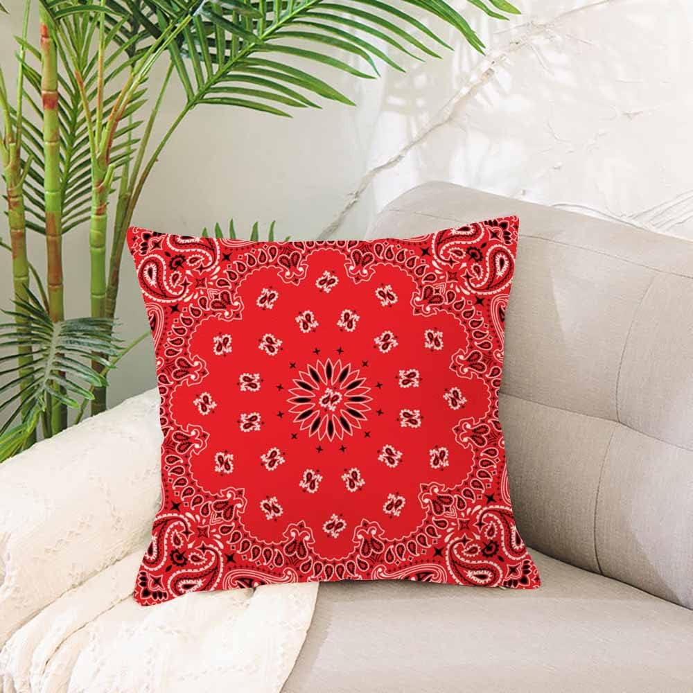 IBILIU Throw Pillow Covers Red Western Bandana Cushion Pillow Case Home Decor Pillowcase 18X18 Inches image number 2