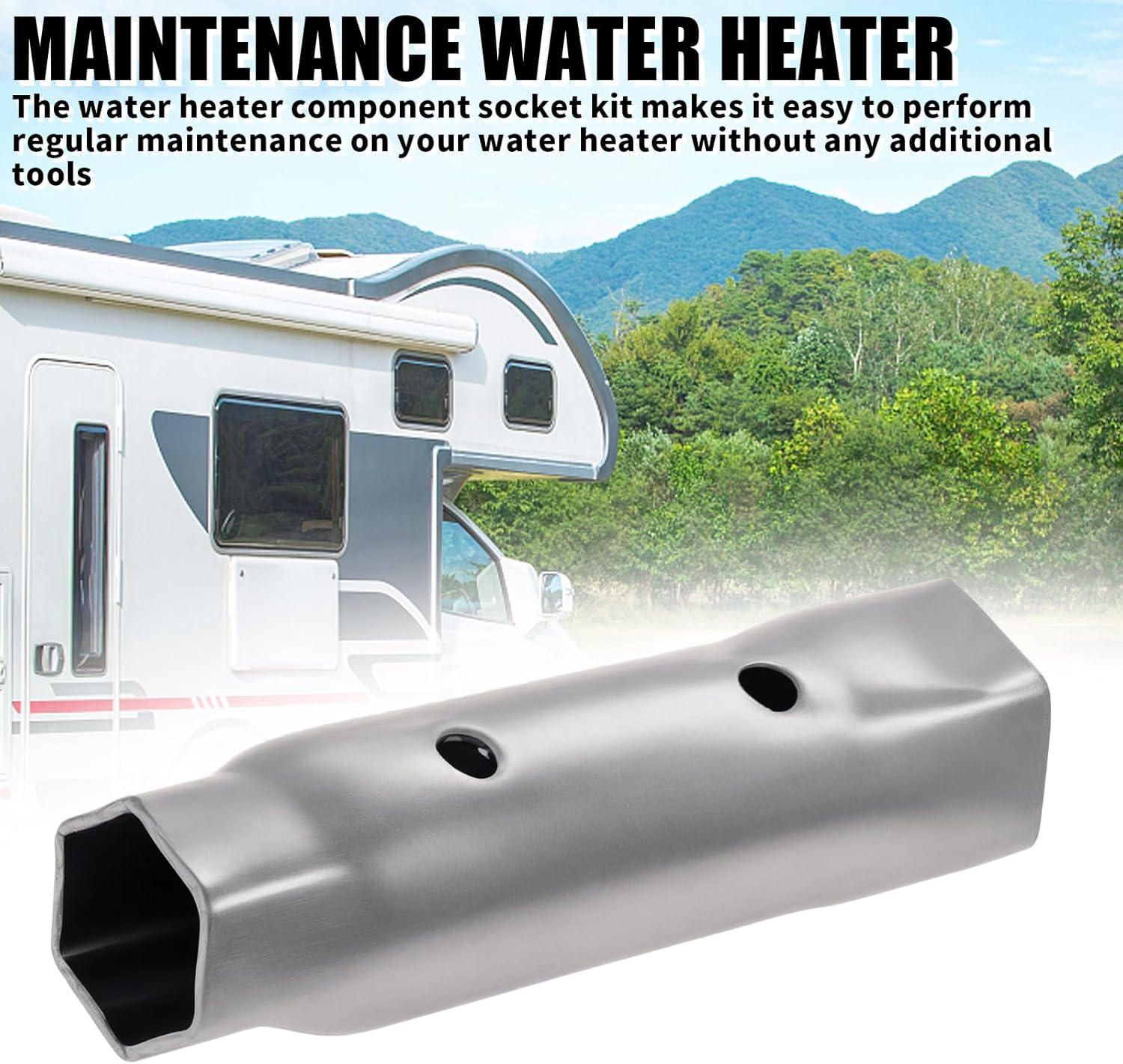 Galvanized Carbon Steel RV Water Heater Element Wrench, Water Heater Hex Socket, Compact Anode Rod Hex Wrench, Hex Socket for RV Camper Travel Trailer Motorhome, 1-1/16 in X 1-1/2 in X 6 in (1) image number 5