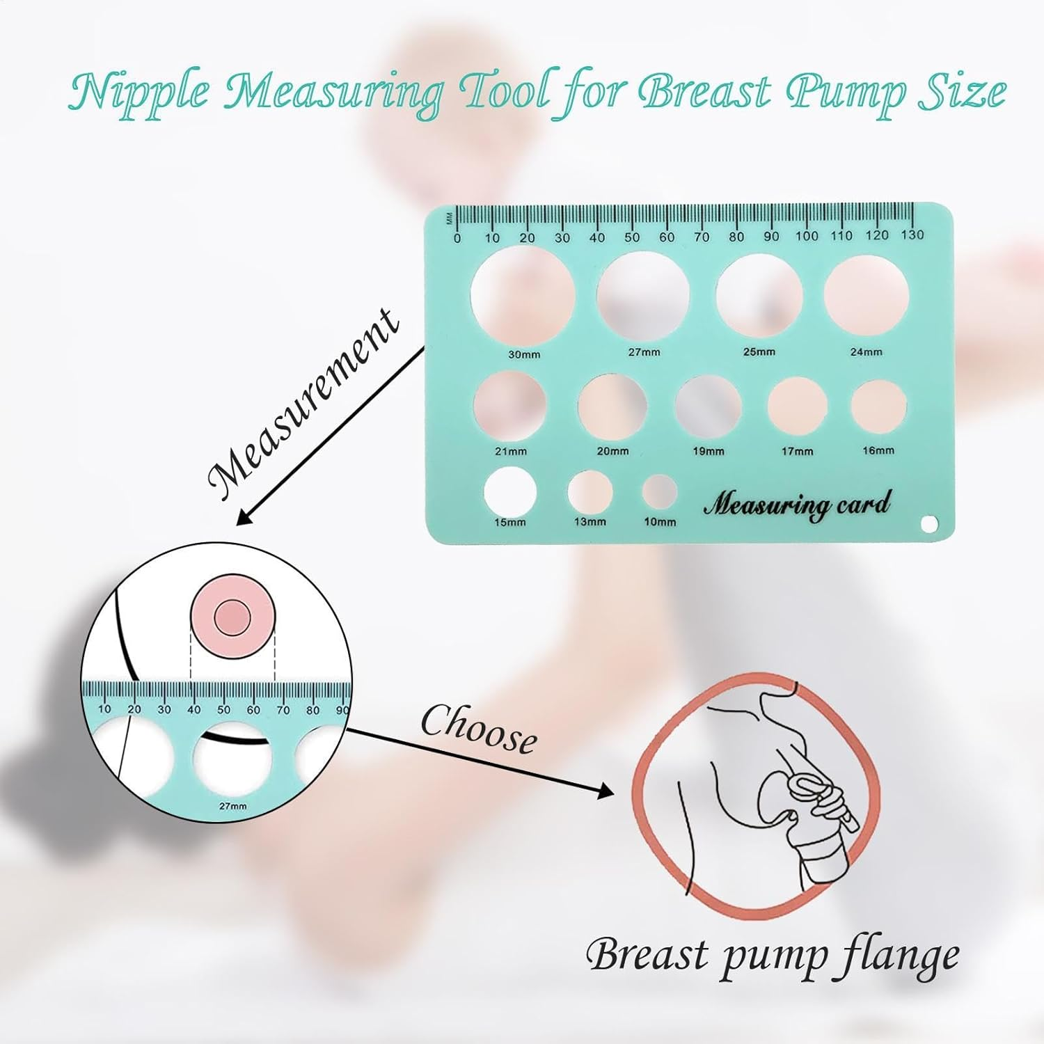 Bridle Size Guide - Breast Pump Measuring Tool, Reference Card | Practical Breastfeeding Accessory, Accurate Nipple Measurement for Optimal Comfort for New image number 1