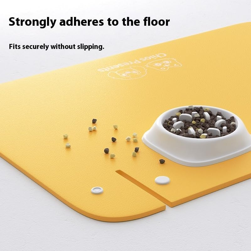 Furbedo Pet Food Mat | Waterproof Silicone Dog Food Mat & Pet Feeding Mat with Foldable Raised Edges, Non-Slip Easy Clean Bowl Tray for Cats & Dogs (45X30Cm) - Lemon Yellow image number 3