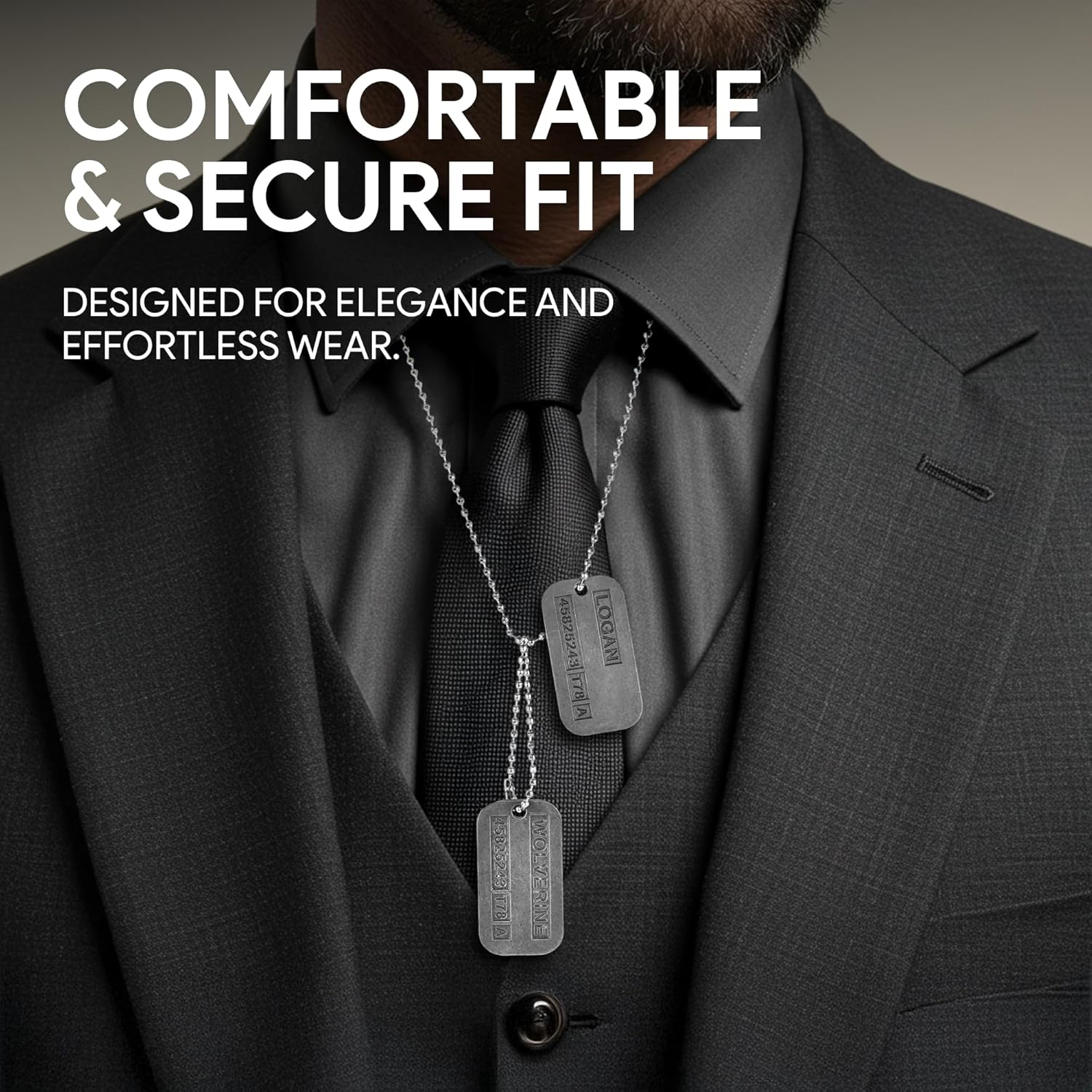 'Wolverine' Logan Military Dog Tags - Movie Costume Cosplay Prop - Stainless Steel Chains&Silencers Included image number 3