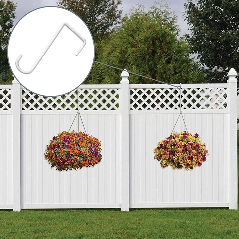 Tophomer 8 Pcs Vinyl Fence Hooks, Patio Hangers Powder Coated Steel Fence Hangers, Wall Hanging Brackets Hook Plant Hangers image number 6