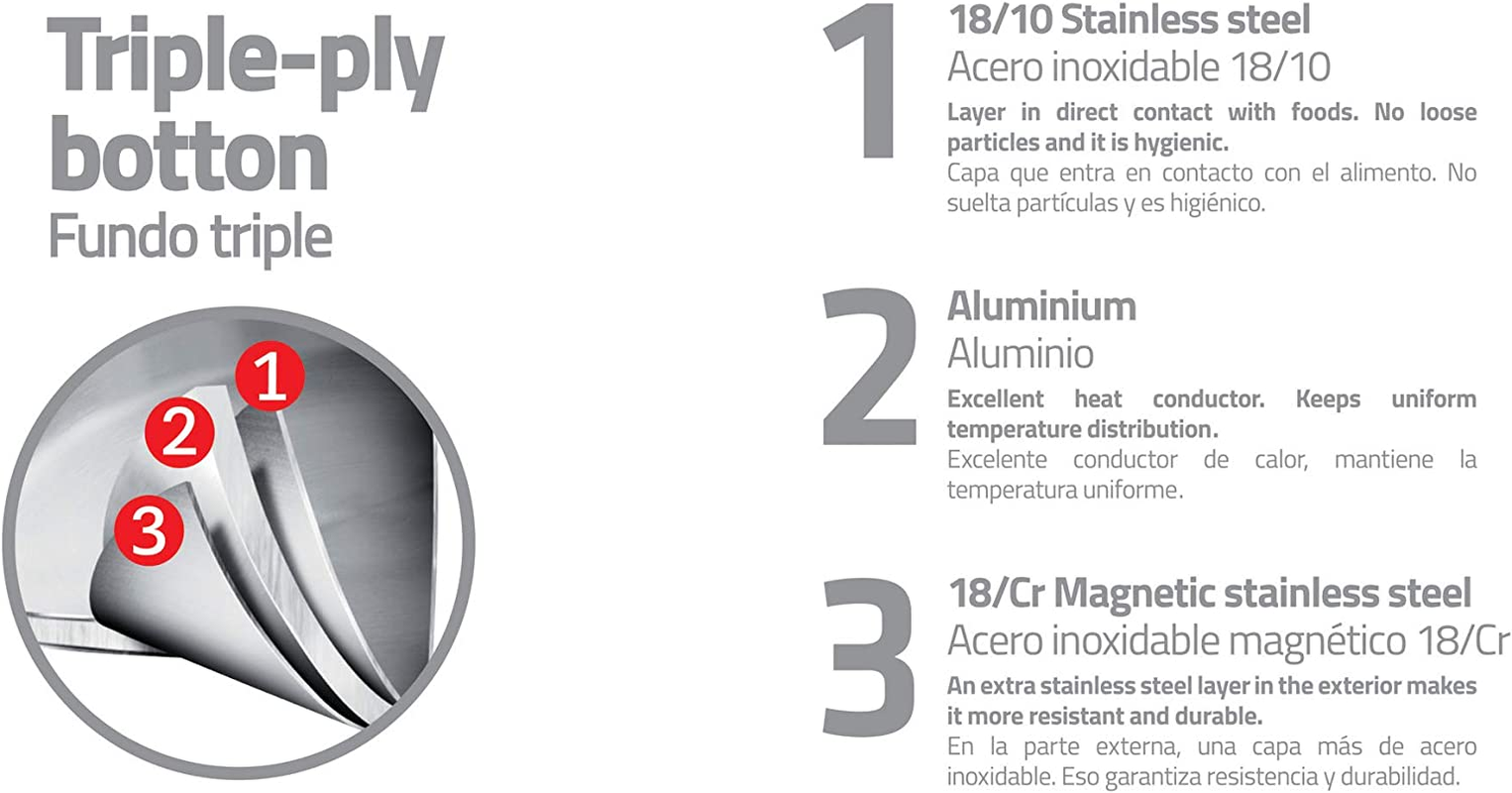 Tramontina Professional Cookware 7 Pieces Set,Silver image number 5