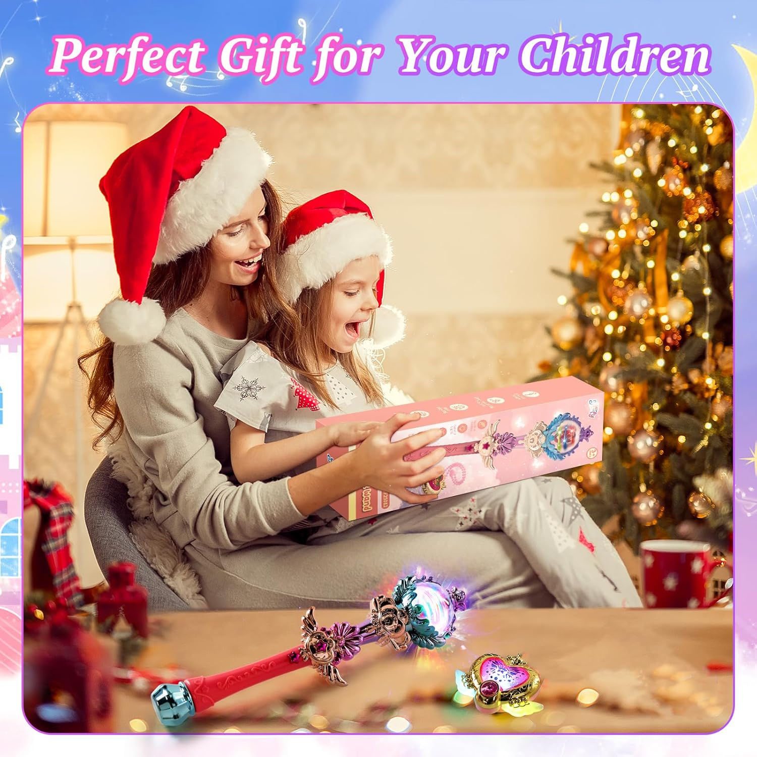 Skirfy Princess Toys Magic Wand for Girls, Fairy Wand with Spinning LED Light and Sound, Girl Halloween Birthday Party Favors for Kids Age 3 4 5 6 7 8 9 10 image number 5