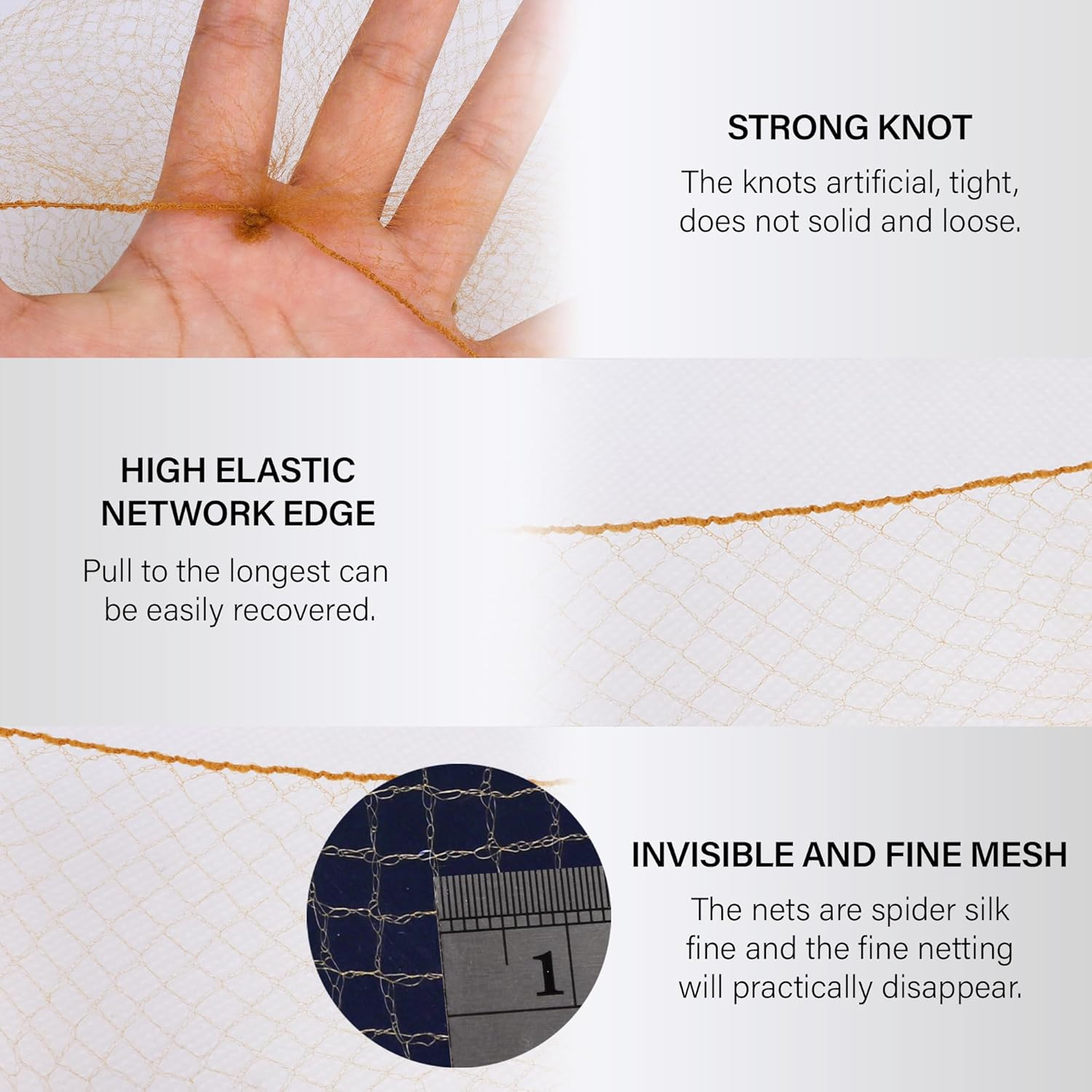 Invisible Elastic Hair Nets with Bobby Pins for Ballerina Buns - 12Inch Light Brown Nets 30Pcs and 20 Pins Golden - 50Pcs Black image number 4