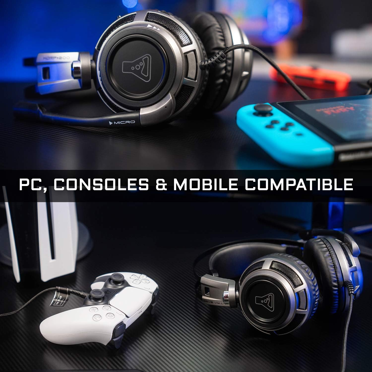 THE G-LAB Korp 200G Gaming Headset Stereo Sound, Blue LED, Comfortable and Light, 3.5Mm Jack Compatible Pc/Ps4/Ps5/Xbox One/Xbox Series X/Series S/Mac/Nintendo Switch/Smartphone - New 2021 image number 5