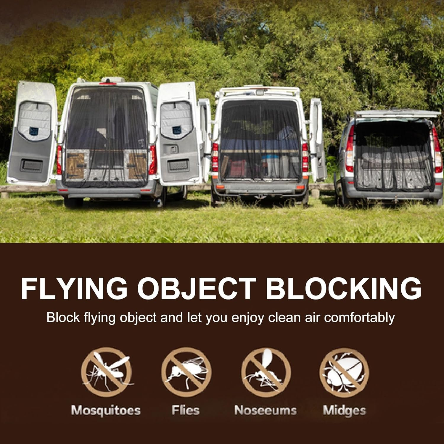 Cryfokt Universal RV Van Screen Curtain, Magnetic Rear Door Privacy Protection with RV Door Fly Screen, for Different Vehicle and Door Types, Travel Experience (71In*59In) image number 4