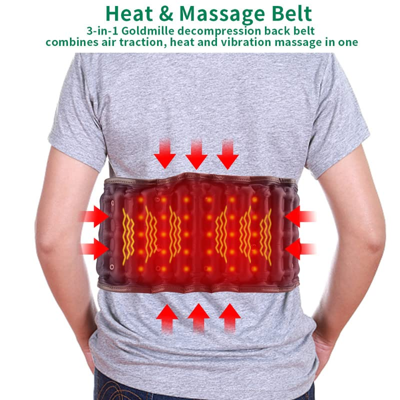 Heated Back Massager Belt Inflatable for Instant Back Pain Relief Lumbar Decompression Belt with Heating & Vibration, Operated by Rechargeable Battery, Fits 29-49 Waist image number 2