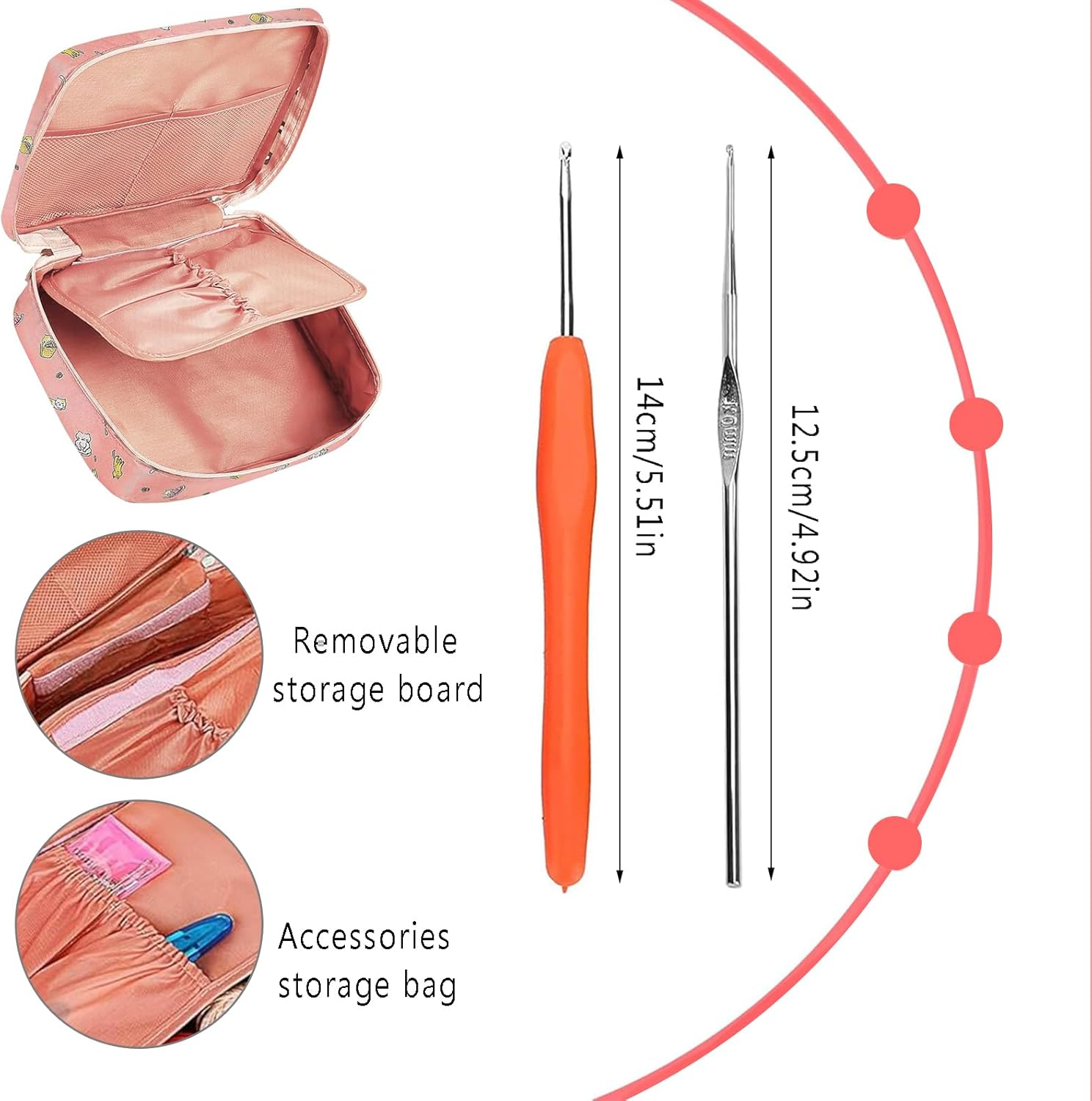 58PCS Complete Adult Beginner Crochet & Knitting Kit: 0.6-6.0Mm Hooks, Yarn, Bag & Accessories Included for Easy Learning & Creative Crafting image number 6