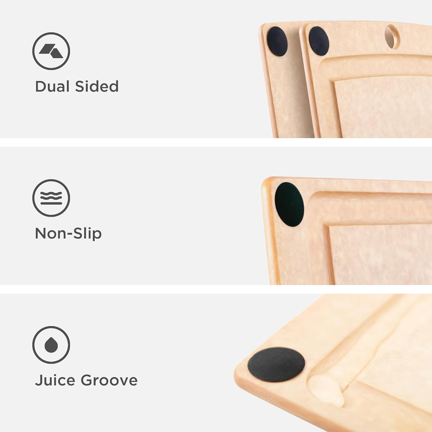 Epicurean All-In-One Cutting Board with Non-Slip Feet and Juice Groove, 11.5" &times; 9", Natural/Black