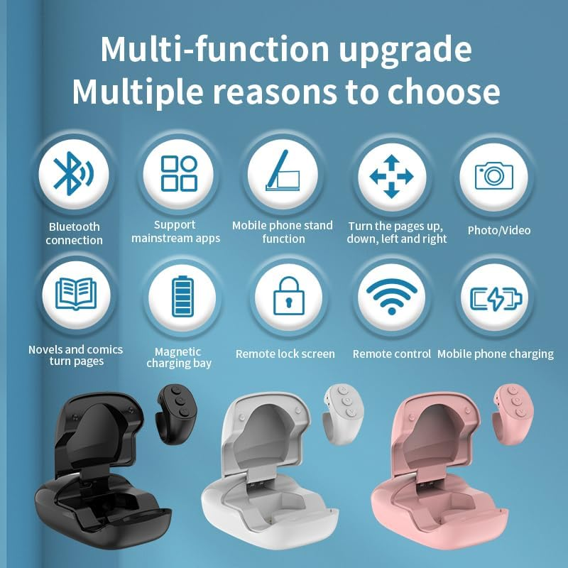 OKCSC Remote Control Page Turner for Tiktok, Accessories for Facebook/Tiktok/Rednote, Clicker Page Turner for Ipad Phones Ebooks Taking Photos/Ins/Pinterest/Snap/Netflix/Youtube Black image number 2