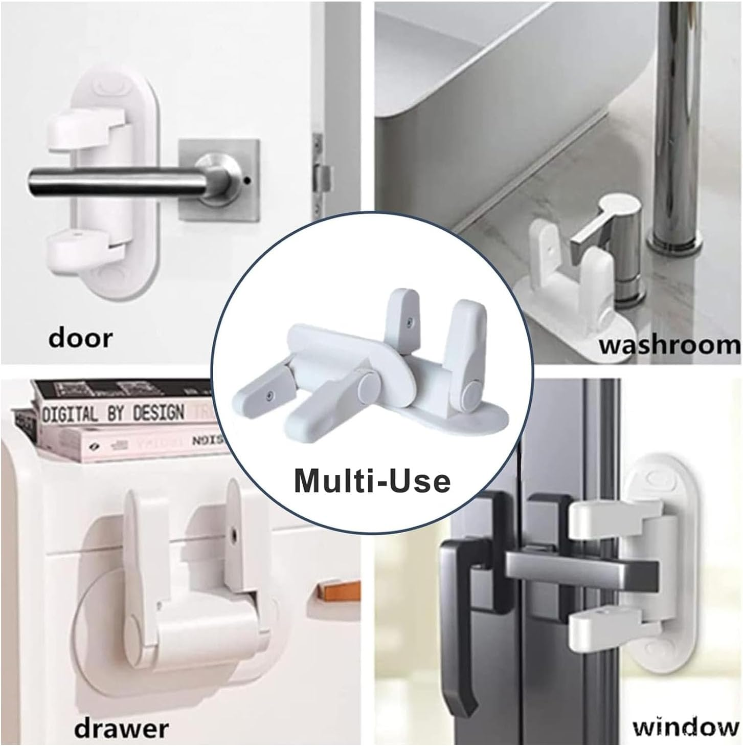 Shengsenfu 4 Pack Door Lever Lock Child Proof Door Locks Design for Kids Safety-Child Proof Doors and Handles 3M VHB Adhesive No Drilling and Perfect for Door,Cabinet,Windows,Child-Proof and Pet Proof