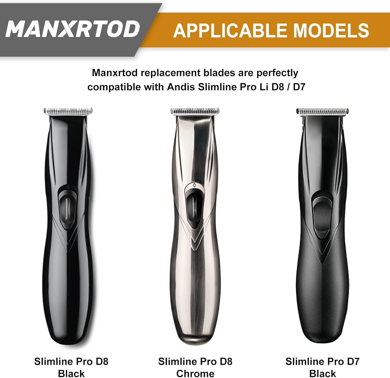 2 Pack Replacement Blade for Andis Slimline Pro Li D8 Trimmer, 32105 Stainless-Steel Deep-Tooth T Blade Compatible with Andis Slimline Pro Li D8/D7 - Close & Sharp Cutting, Zero-Gapped Blade - Silver image number 4