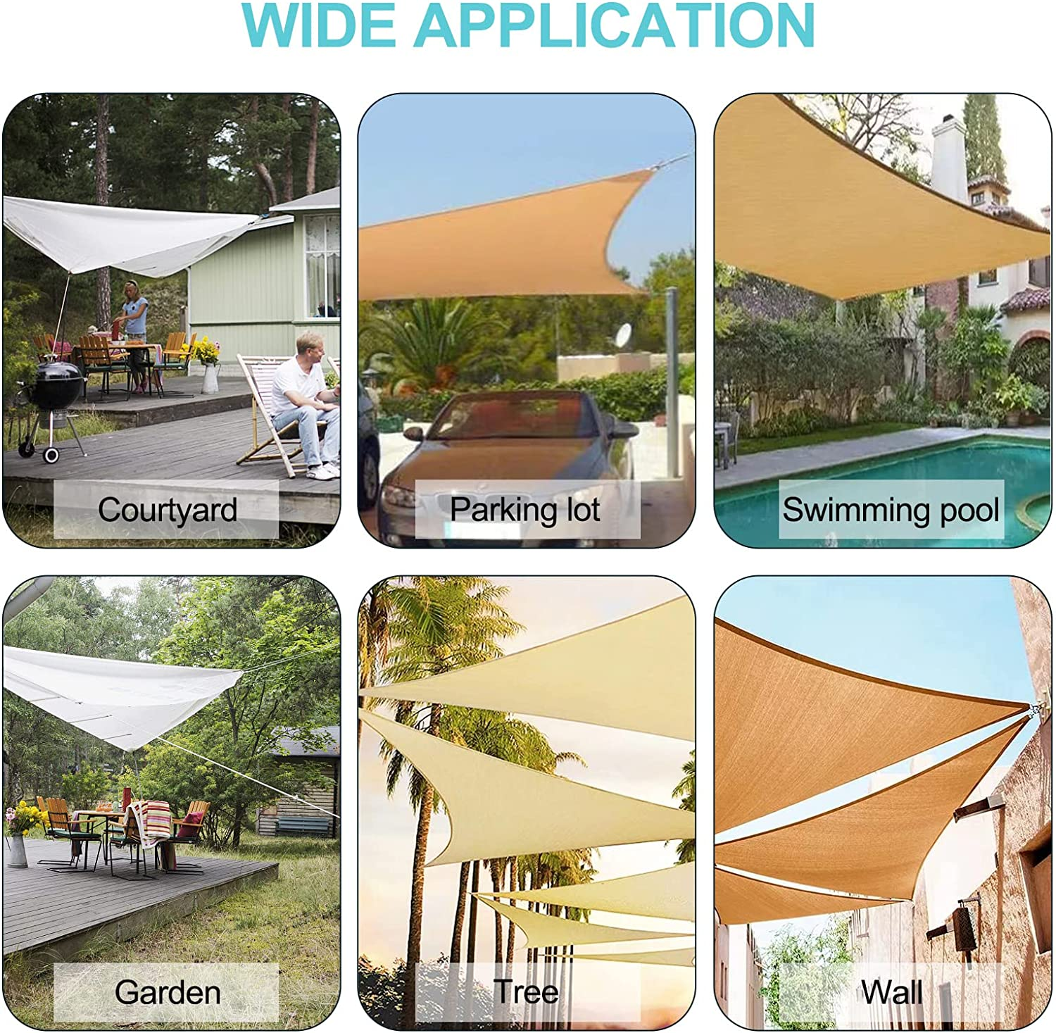 HOMPER Awning Attachment Set, Heavy Duty Sun Shade Sail Stainless Steel Hardware Kit for Garden Triangle and Square, Rectangle, Sun Shade Sail Fixing Accessories image number 2