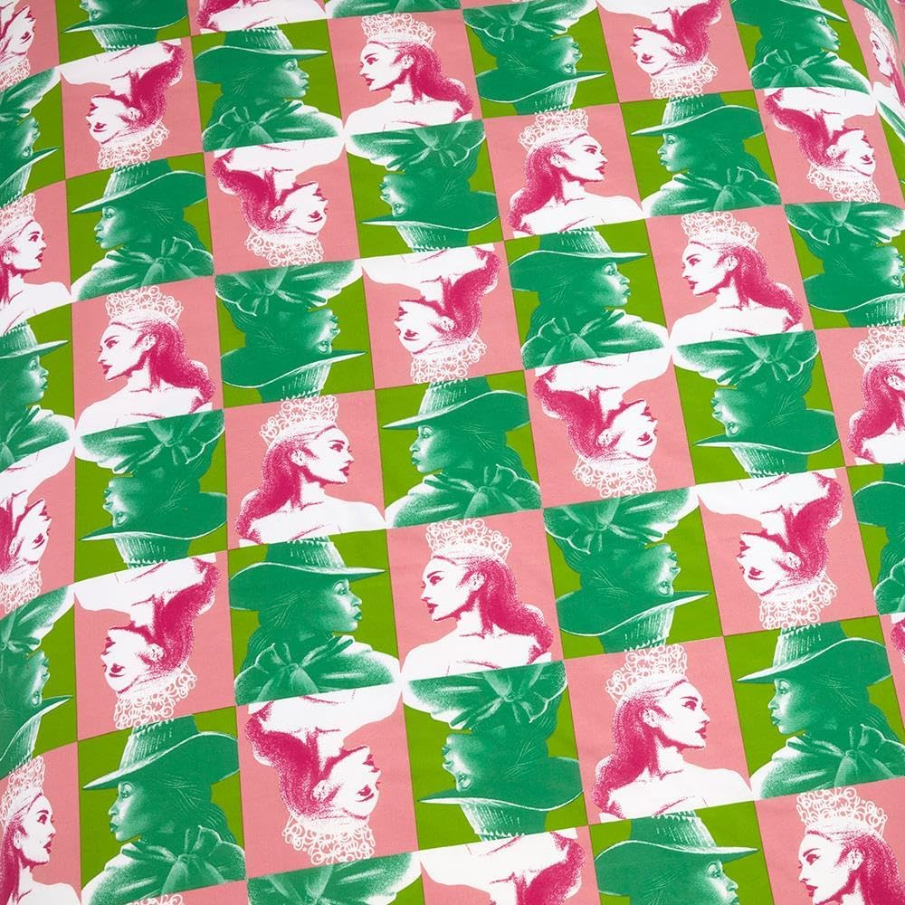 Wicked Glenda & Elphaba Reversible 2 in 1 Design Single Duvet Cover and Pillowcase Set - Polycotton Material -Washable Perfect for Children, Kids, Girls in a Pink and Green Colorway image number 4