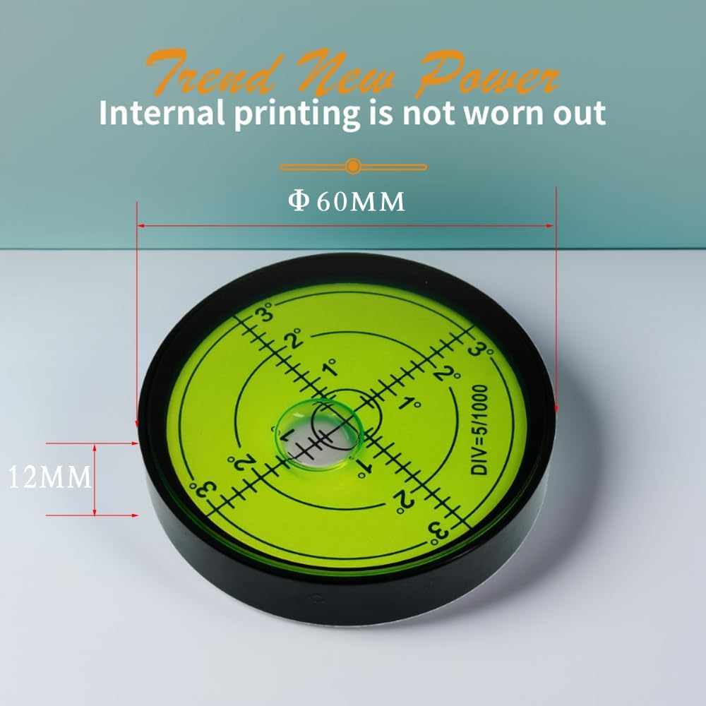 The Yan He 60X12Mm Metal Horizontal Bubble Level, round Bubble Level Ruler Correction 15'/2Mm, Black Green image number 3