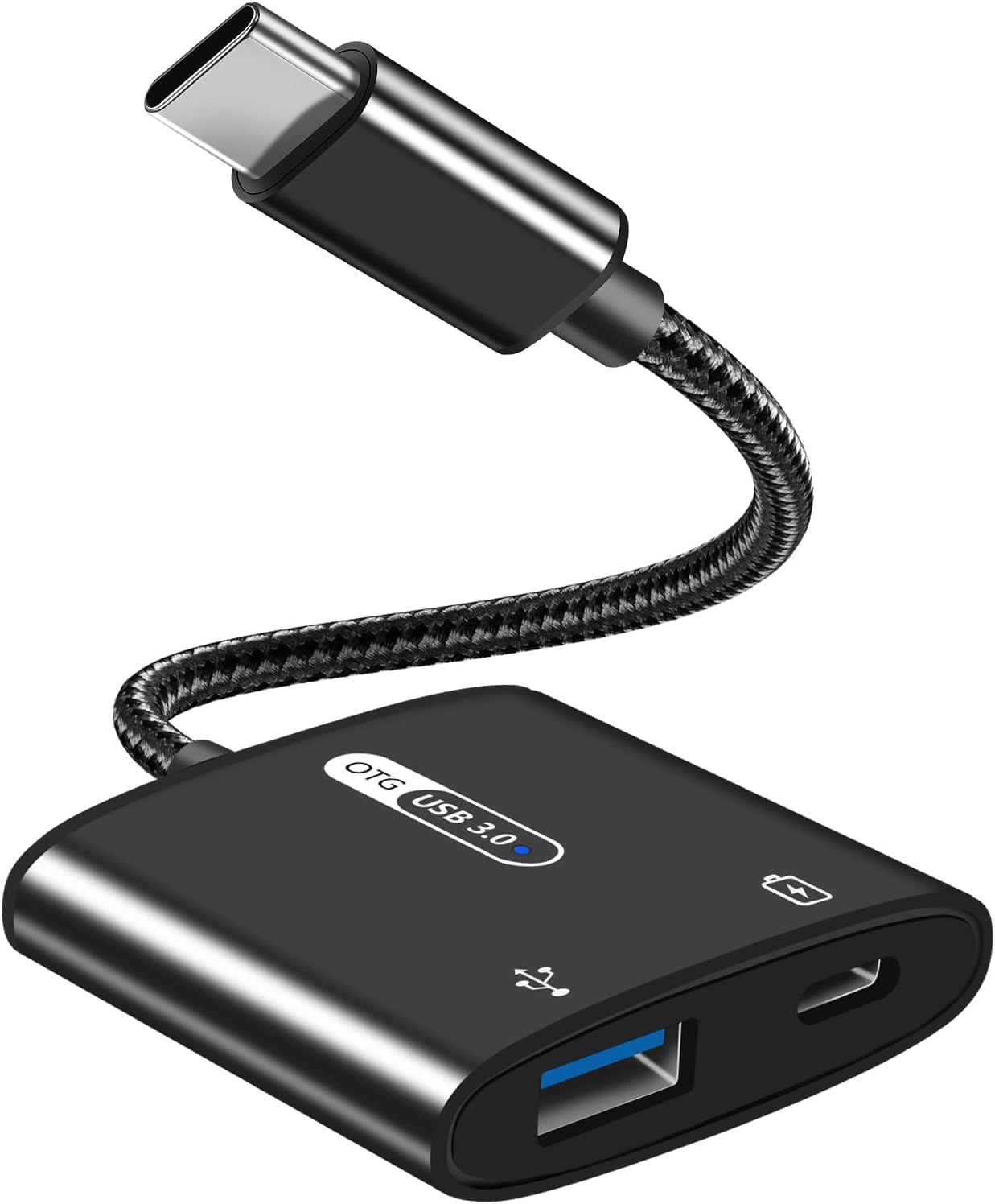 Azddur USB C OTG Adapter with Power, 2 in 1 USB C to USB with 60W PD Charging, Compatible with Ipad Pro, Dell XPS, Galaxy S21/S20+/Note10, Google Pixel 5/4XL, Chromecast with Google TV image number 1