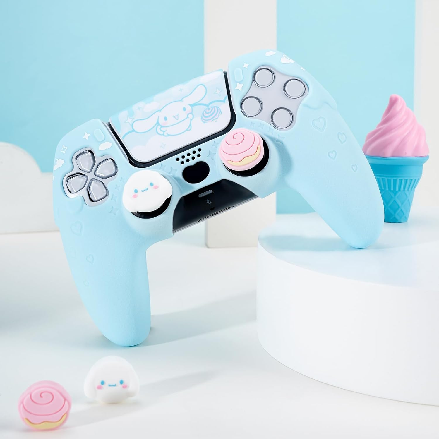 Kuitmor PS5 Controller Cover Skin Case,Anti-Slip Silicone Protective Cover Case,Cute Cartoon Protective Shell for PS5 Controller with 2 Thumb Grip Caps and 1 Sticker