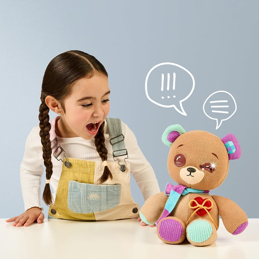 Thready Bear - Interactive 14" Plush Teddy Bear. Make a Wish & Bear Comes to Life. Magical Expressive Button Eyes - Happy, Sad, Winks & Blinks. 70+ Expressions & Reactions. Batteries Included. Ages 3+ image number 6