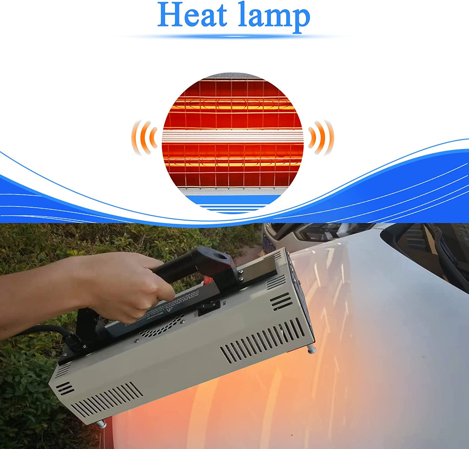 Solary Baking Infrared Paint Curing Lamp, 1600W 220V IR2 Handheld Short Wave Infrared Paint Drying Light, Car Bodywork Repair Tool image number 4