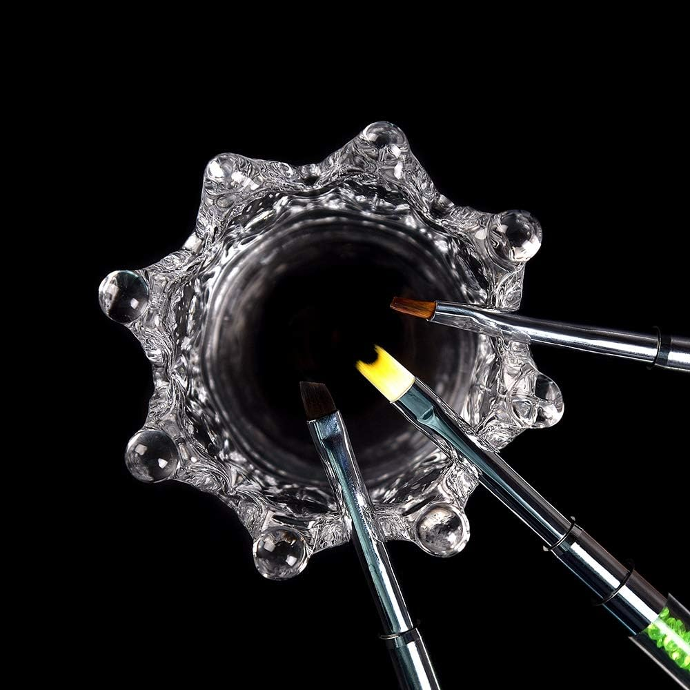 Alexnailart Nail Art Dappen Glass Crystal Crown Pen Holder Brush Wash Cup Manicure Tool