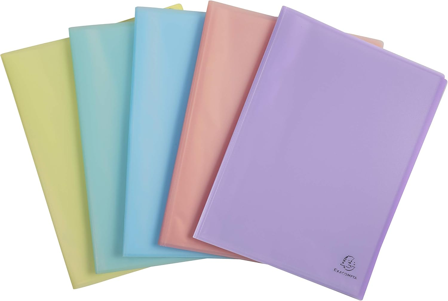Exacompta - Ref 88270E - Pack of 5 Chromaline Pastel Document Folders - 20 Crystal Wallets - 40 Pages - for A4 - Dimensions: 24 X 32 Cm - Recycled Polypropylene Cover Translucent - 5 Different