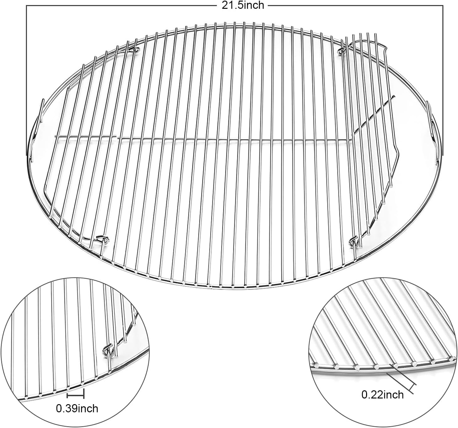 Hinged Cooking Grate for 22&rdquo; Charcoal Grill, round Charcoal Grate for Weber 7436, Grill Grate Replacement Part for Weber One-Touch, Smokey Mountain Cooker, 22" Kettle Charcoal Grill Parts with Handle image number 6