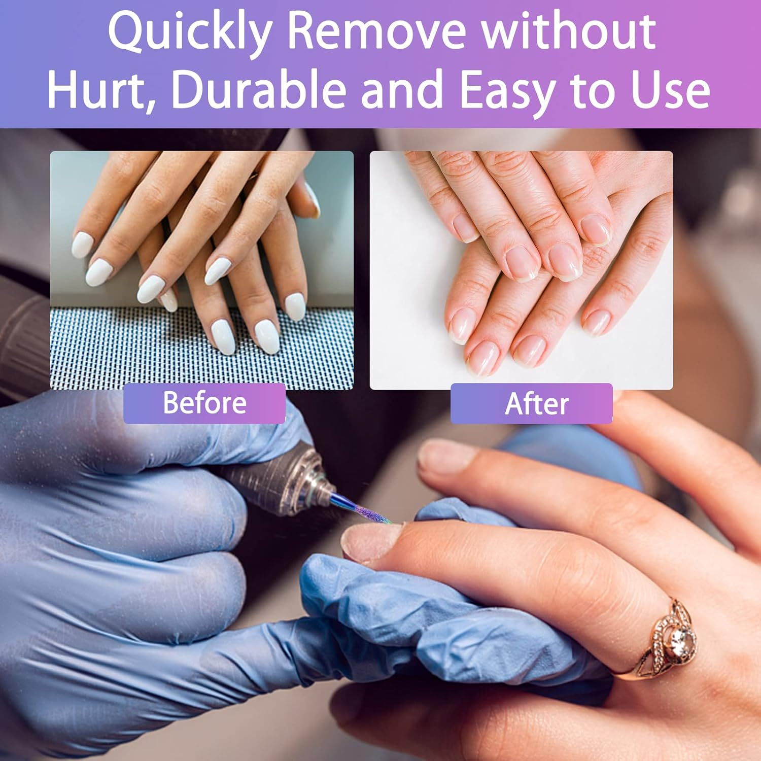 BQAN Nail Drill Bits, 10Pcs 3/32 in Carbide Professional Drill Bit Set for Nail Tech, Remove Acrylic Gel Nails, Manicure with 75Pcs File Sanding Bands (#80#120#180 Grits) - 17Pcs image number 7