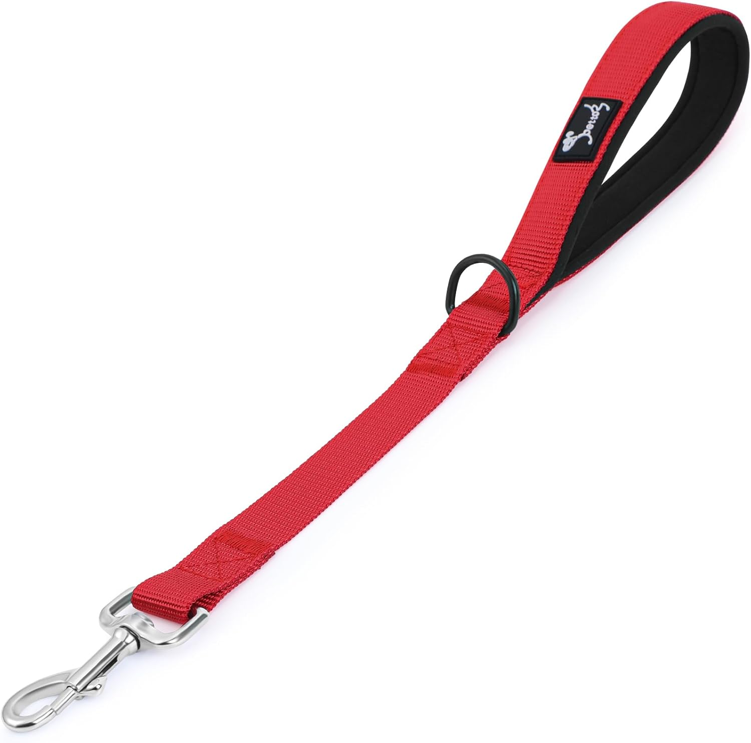 PETTOM Short Dog Lead for Large Dogs Soft Padded Handle Strong Dog Leads Easy Control Nylon Pet Walking Training Leads Handle (Red M)